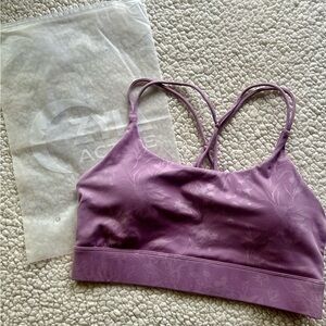 Zyia Active Light Lilac Floral Double Strap Sports Bra Size L